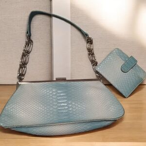 Nine West Blue Clutch and Wristlet Set